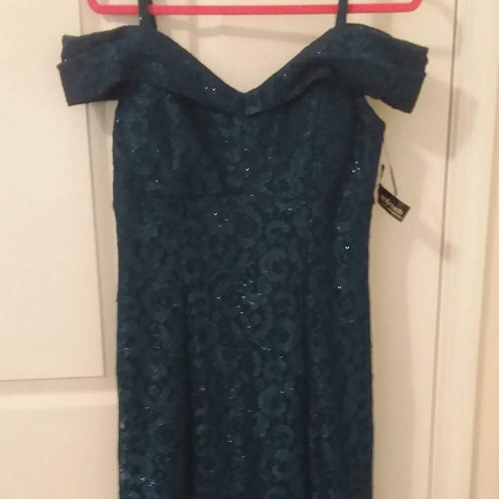 R & M Richards teal lace gown